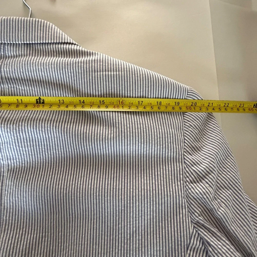 Zagato Seersucker Sport Coat Blazer Blue White Stripe Preppy Ivy 40R Mens